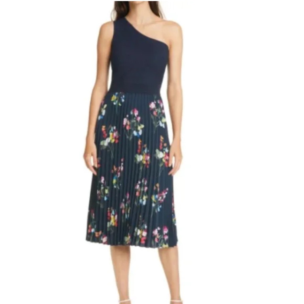 Ted Baker Navy Asymmetrical Floral Dress